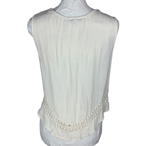 Crocheted Sleeveless Top Womens M Boho Festival Cottage Hippie Western Macrame - Picture 2 of 9